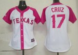 women mlb texas rangers #17 cruz white and pink cheap jerseys(20