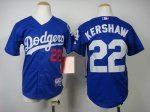 youth mlb los angeles dodgers #22 kershaw blue cool base jerseys