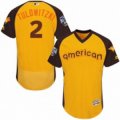 men's majestic toronto blue jays #2 troy tulowitzki yellow 2016 all star american league bp authentic collection flex base mlb jerseys