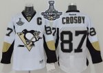 Men Pittsburgh Penguins #87 Sidney Crosby White 2017 Stanley Cup Finals Champions Stitched NHL Jersey