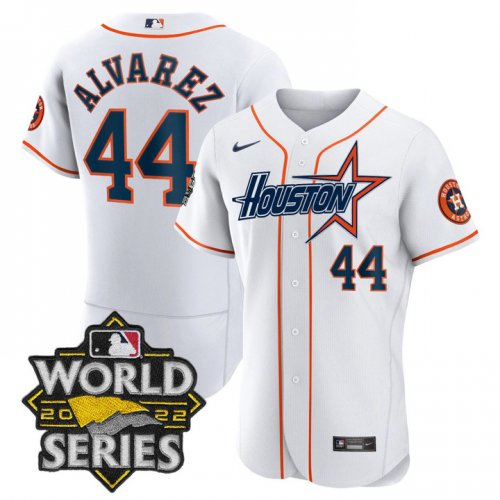 Men\'s Houston Astros #44 Yordan Alvarez World Series Stitched White Special Flex Base Jersey