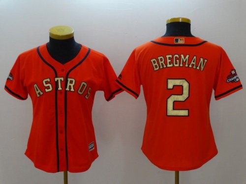 Women\'s Baseball Houston Astros #2 Alex Bregman Orange 2018 Gold Program Cool Base Stitched Jerseys