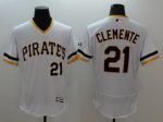 mlb pittsburgh pirates #21 roberto clemente majestic white flexbase authentic collection cooperstown jerseys