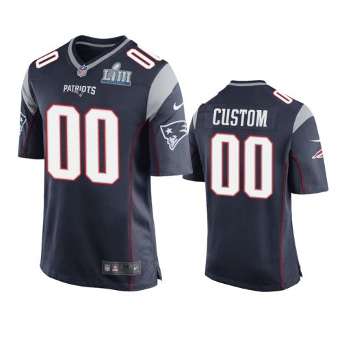 New England Patriots Custom Navy Nike Super Bowl LIII Game Jersey - Men\'s