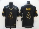 Mens Oakland Raiders #4 Derek Carr Olive Gold 2020 Salute To Service Limited Jersey