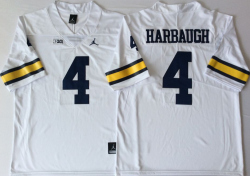 Michigan Wolverines White #4 Jim Harbaugh College Jersey