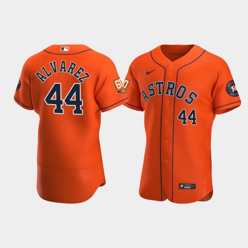Men\'s Houston Astros #44 Yordan Alvarez 60th Anniversary Authentic Orange Jersey
