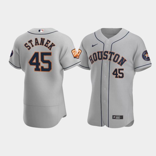 Men\'s Houston Astros #45 Ryne Stanek 60th Anniversary Authentic Gray Jersey