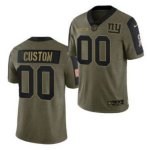 Olive New York Giants ACTIVE PLAYER Custom 2021 Salute To Service Limited Stitched Jersey