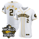 Men's Houston Astros #2 Alex Bregman White Gold Stitched World Series Flex Base Jersey
