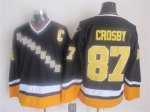 Men Pittsburgh Penguins #87 Sidney Crosby Black Yellow CCM Throwback Stitched NHL Jersey