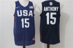rio 2016 usa basketball #15 carmelo anthony blue stitched jersey