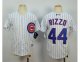 youth mlb chicago cubs #44 anthony rizzo white majestic cool base jerseys [blue strip]