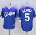 mlb majestic los angeles dodgers #5 corey seager blue new cool base jerseys