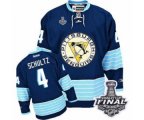 Men's Reebok Pittsburgh Penguins #4 Justin Schultz Authentic Navy Blue Third Vintage 2017 Stanley Cup Final NHL Jersey