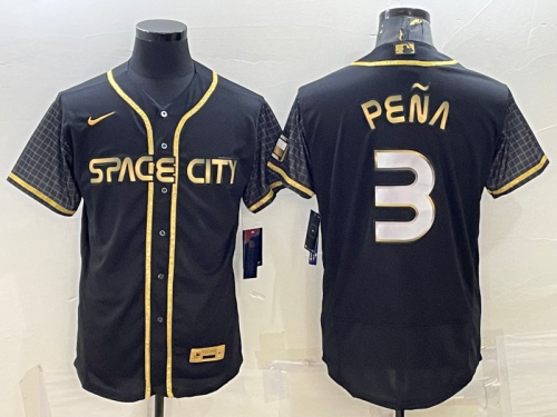 Men\'s Houston Astros #3 Jeremy Pena Black Gold Flex Base Stitched Jersey