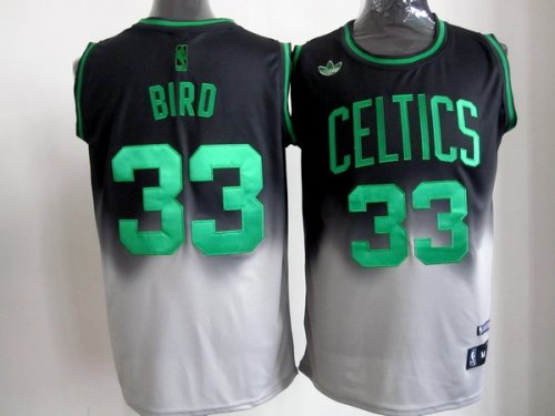 nba boston celtics #33 bird black and grey jerseys