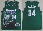 Men's Milwaukee Bucks #34 Ray Allen Mitchell & Ness Kelly Green Hardwood Classics Swingman Jersey