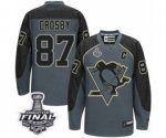 Men's Reebok Pittsburgh Penguins #87 Sidney Crosby Authentic Charcoal Cross Check Fashion 2017 Stanley Cup Final NHL Jersey