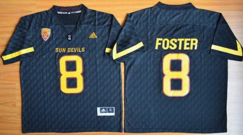 Men\'s Arizona State Sun Devils #8 D.J. Foster Black Desert Ice 2015 College Football Jersey
