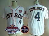 Men Houston Astros #4 George Springer White 2017 World Series Champions And Houston Astros Strong Patch MLB Jersey