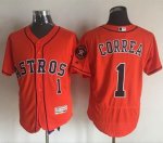 mlb houston astros #1 carlos correa orange majestic flexbase authentic collection jerseys