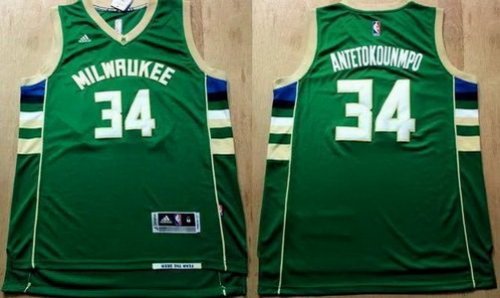 NBA Jersey Milwaukee Bucks #34 Giannis Antetokounmpo Green Stitc