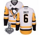 Men's Reebok Pittsburgh Penguins #6 Trevor Daley Authentic White Away 2017 Stanley Cup Final NHL Jersey