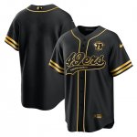 San Francisco 49ers Custom Black Gold 75th Anniversary Baseball Jerseys