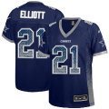 Women's Nike Dallas Cowboys #21 Ezekiel Elliott Navy Blue Drift Fashion NFL Jerseys