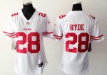 women nike san francisco 49ers #28 hyde white jerseys