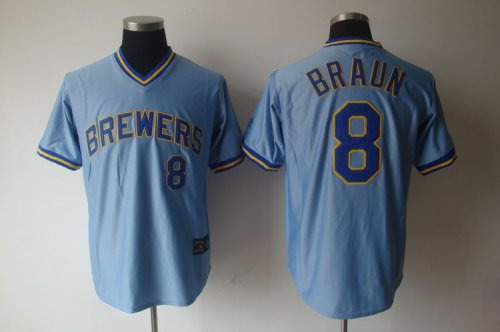 mlb milwaukee brewers #8 ryan braun m&n lt.blue jerseys