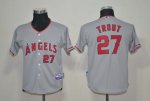 youth mlb los angeles angels #27 trout grey jerseys