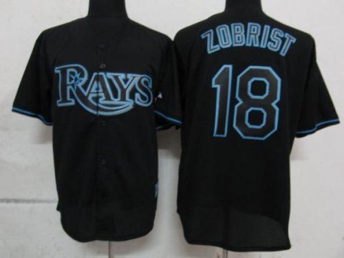 mlb jerseys tampa bay rays #18 zobrist black fashion jersey