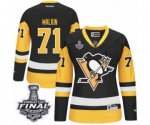 Women's Reebok Pittsburgh Penguins #71 Evgeni Malkin Authentic Black-Gold Third 2017 Stanley Cup Final NHL Jersey