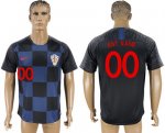 Custom Croatia 2018 World Cup Soccer Jersey Black Short Sleeves