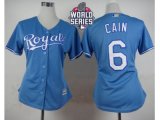 Women Kansas City Royals #6 Lorenzo Cain Light Blue Alternate 1