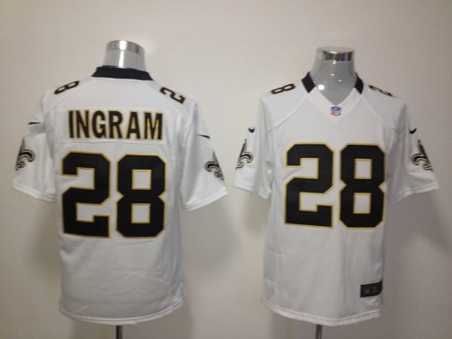 nike nfl new orleans saints #28 ingram white jersey [game]