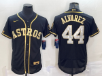 Men's Houston Astros #44 Yordan Alvarez Black Gold Flex Base Stitched Jerseys