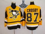 Mitchell&Ness Men Pittsburgh Penguins #87 Sidney Crosby Yellow 2017 Stanley Cup Finals Champions Stitched NHL Jersey