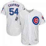 Men's MLB Chicago Cubs #54 Aroldis Chapman Majestic White 2016 World Series Champions Home Authentic Flex Base Player Jersey