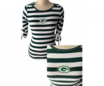 green bay packers ladies striped boat neck three-quarter sleeve