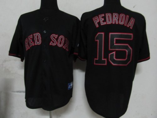 MLB Jerseys Boston Red Sox #15 Pedroia Black (Fashion Jerseys)