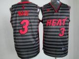 nba miami heat #3 wade grey jerseys [black strip]