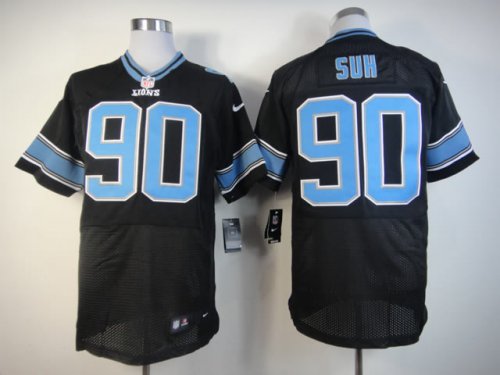 nike nfl detroit lions #90 suh elite black jerseys