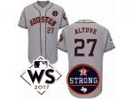 Men MLB Houston Astros #27 Jose Altuve Grey 2017 World Series And Houston Astros Strong Patch Flex Base Jersey