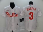 Men's Philadelphia Phillies #3 Bryce Harper White 2020 Stitched Baseball Jersey