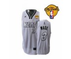nba miami heat #3 wade white [number silver][2013 finals]