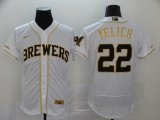 Cheap 2020 Men's Milwaukee Brewers #22 Christian Yelich fashion White Stitched Baseball Jersey