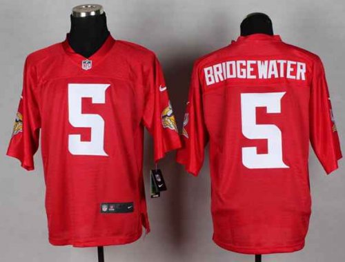 nike nfl minnesota vikings #5 bridgewater elite red jerseys